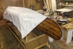 Dacron Fabric on Canoe Hull