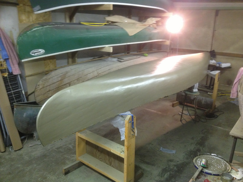 epoxy primer on canoe